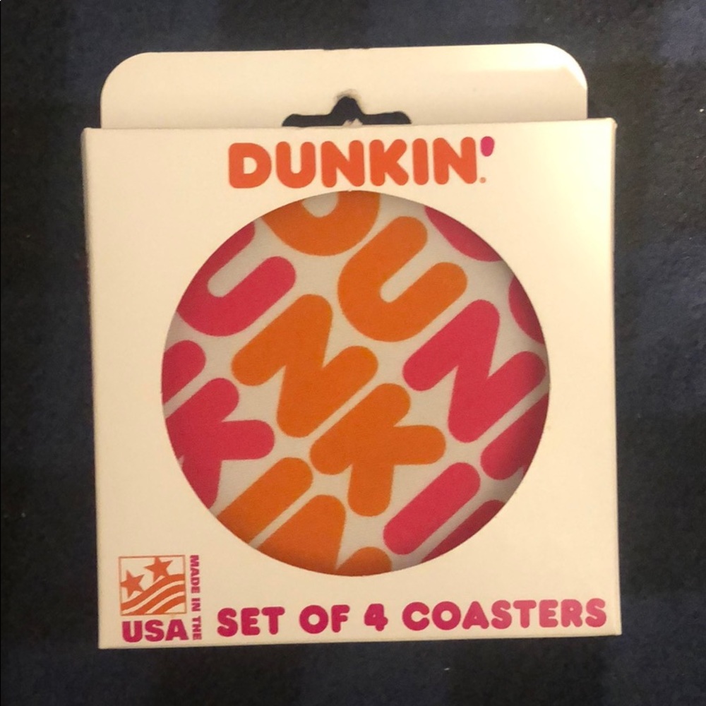 New in box Dunkin donuts coasters set of 4